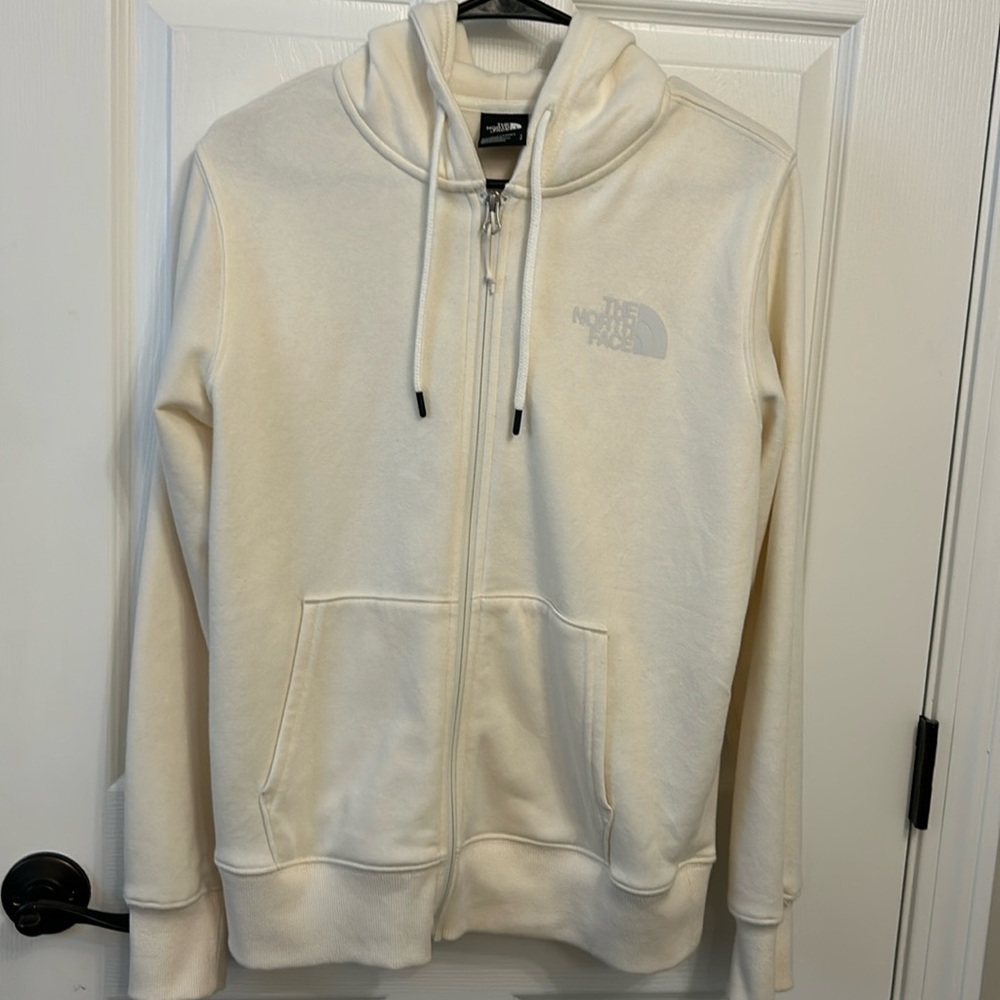 The North Face women’s  full zip hooded jacket. Size Small. Cream. Like new!
